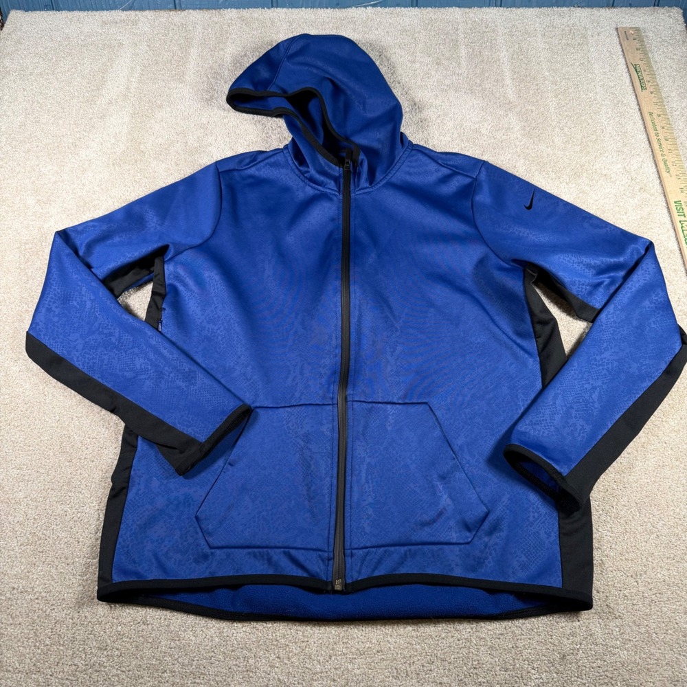 Nike Therma-FIT Hoodie Mens XL Blue Black Snakeskin Pattern Full Zip Jacket